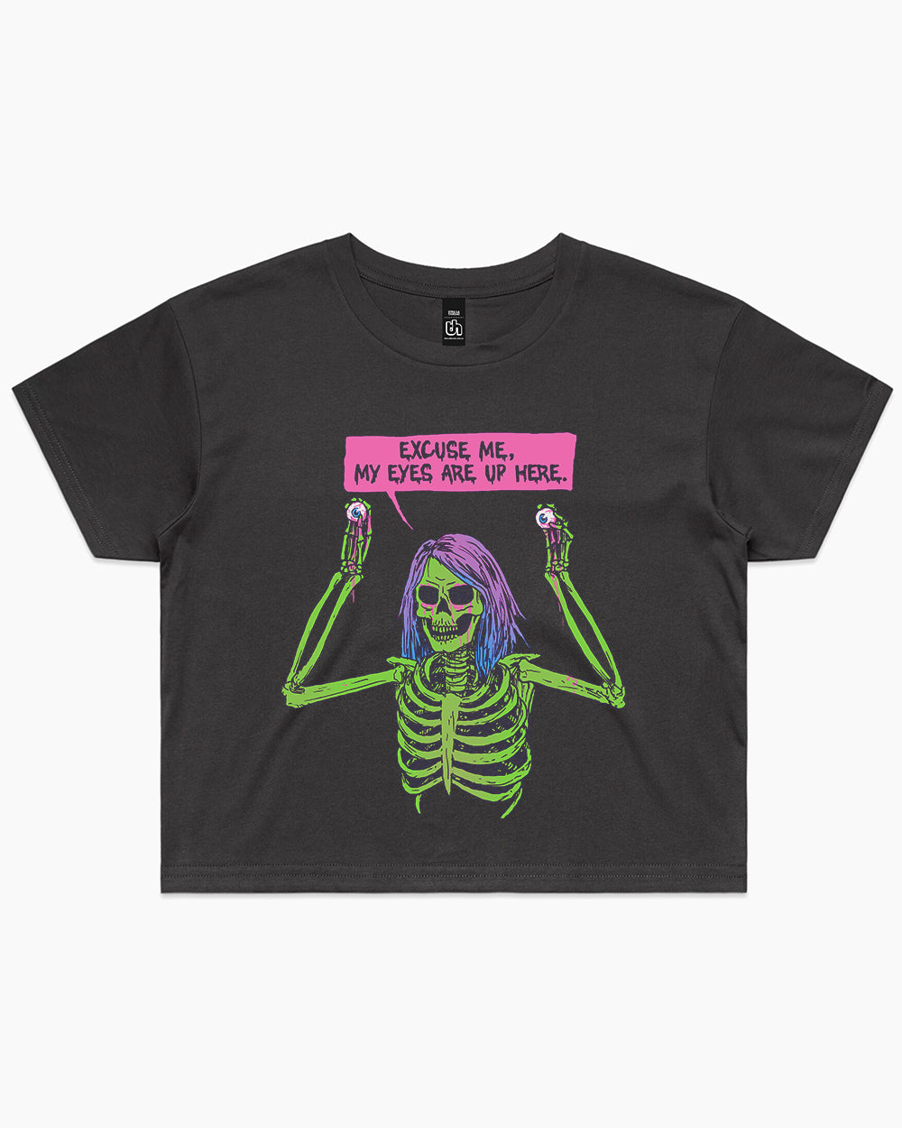 My Eyes are Up Here Crop Tee Australia Online #colour_coal