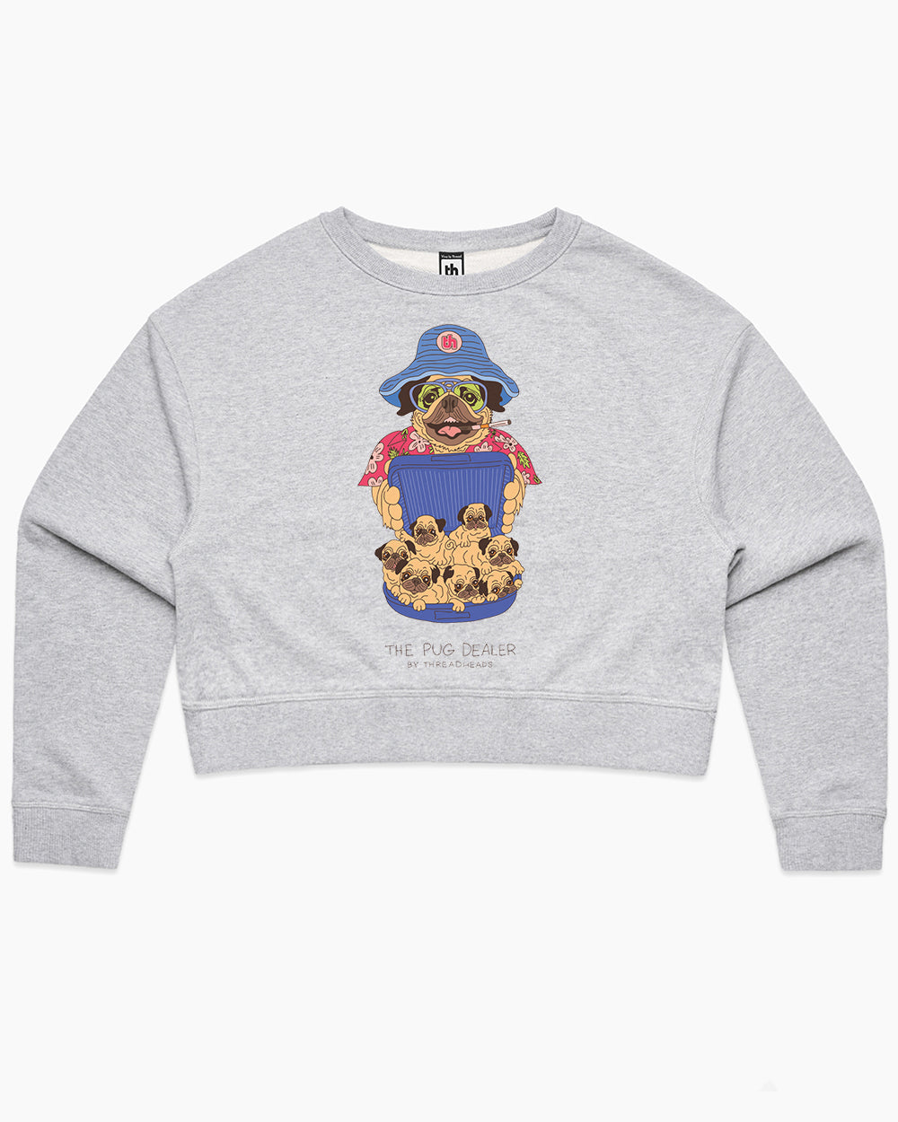 Pug Dealer Crop Sweater Australia Online #colour_grey