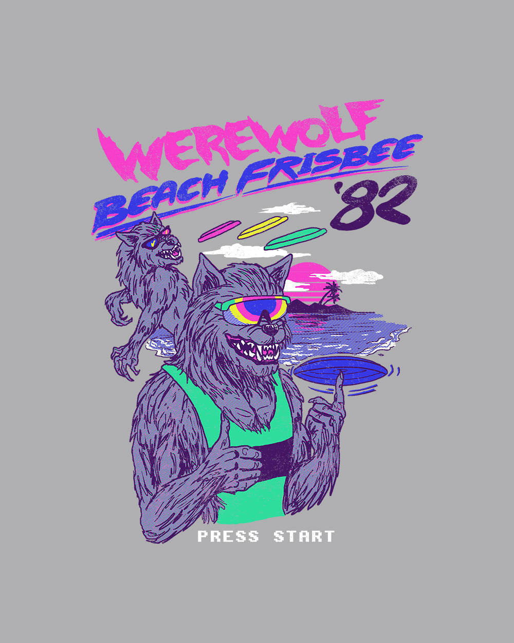 Werewolf Beach Frisbee T-Shirt Australia Online #colour_grey