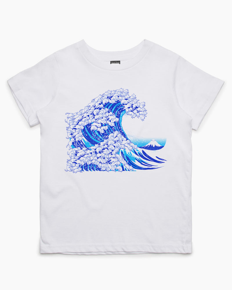 Kanagawa Cat Wave Kids T-Shirt | Japan Aesthetic Kids T-Shirt Australia