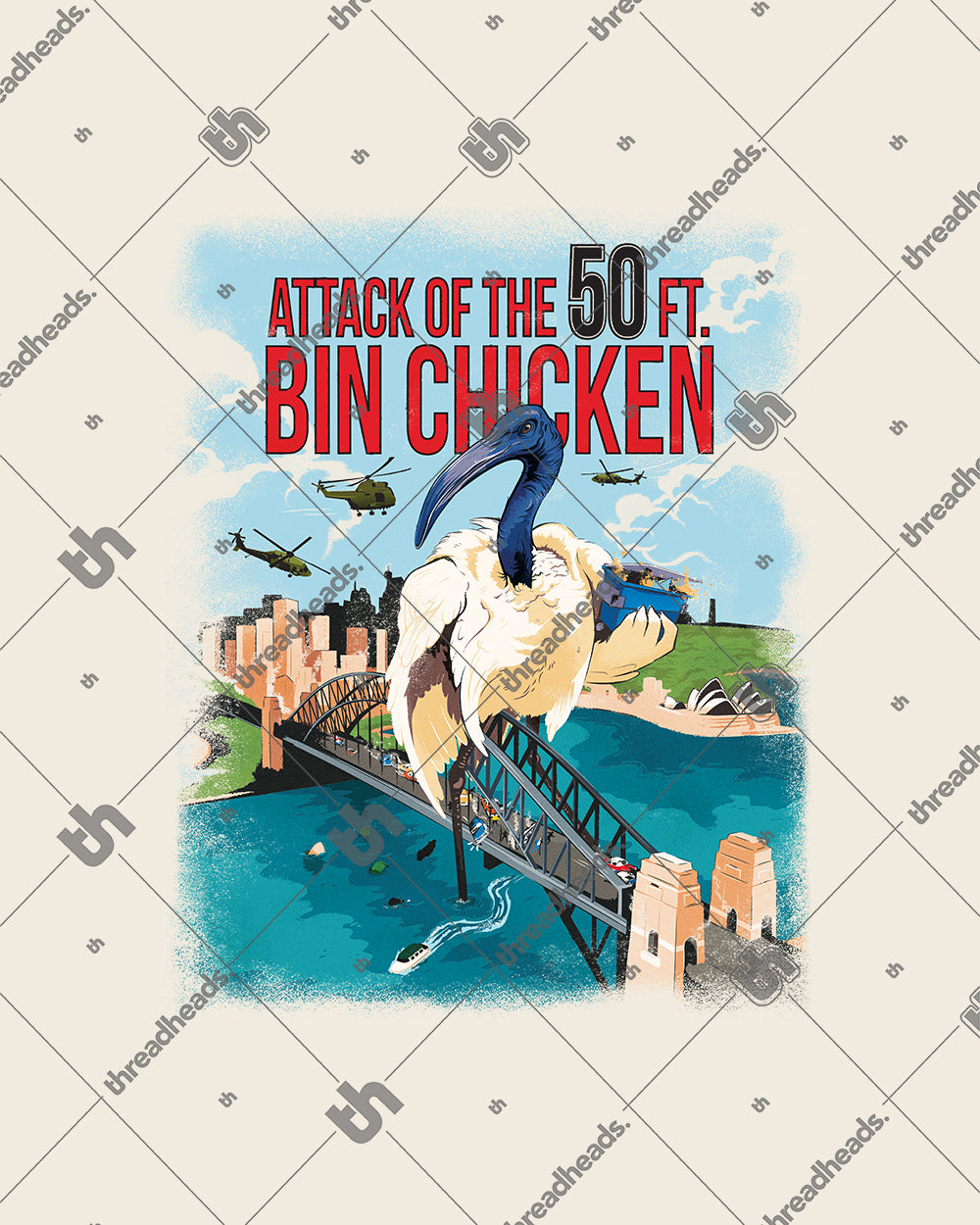 Attack of the 50ft Bin Chicken Tote Bag Australia Online #colour_natural