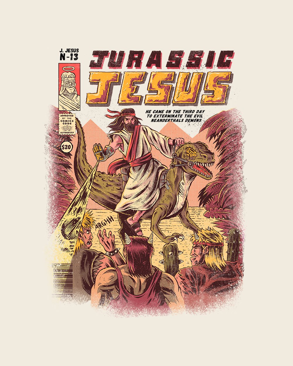 Jurassic Jesus T-Shirt Australia Online #colour_natural