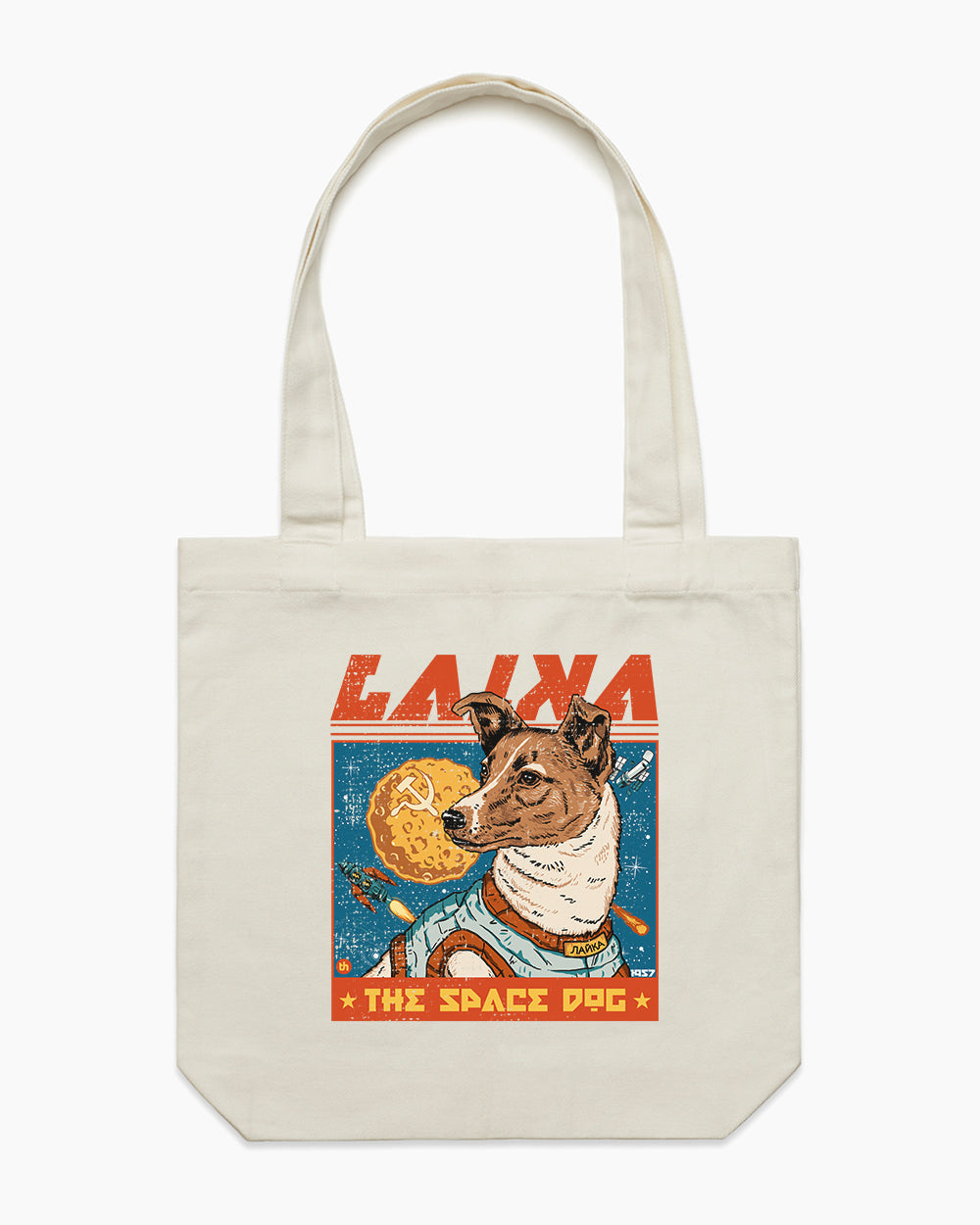 Laika the Space Dog Tote Bag Australia Online #colour_natural