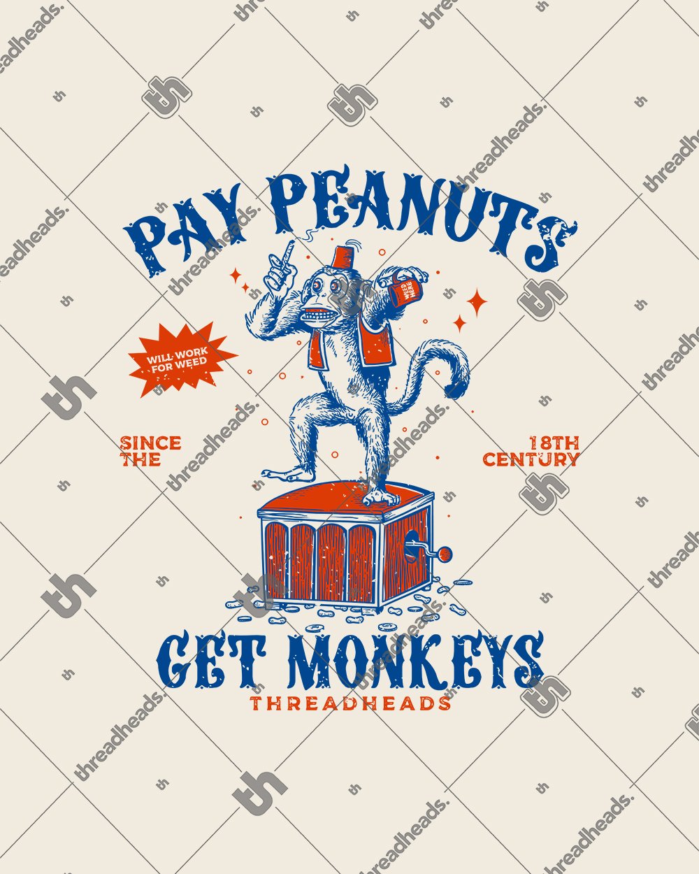 Pay Peanuts Get Monkeys T-Shirt Australia Online #colour_natural