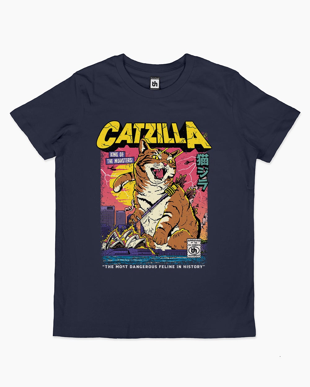 Catzilla Retro Titan Kids T-Shirt Australia Online #colour_navy