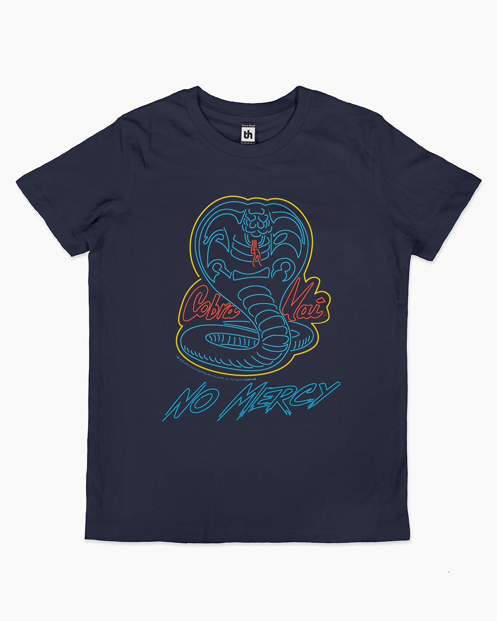 Cobra Kai No Mercy Neon Kids T-Shirt Australia Online #colour_navy