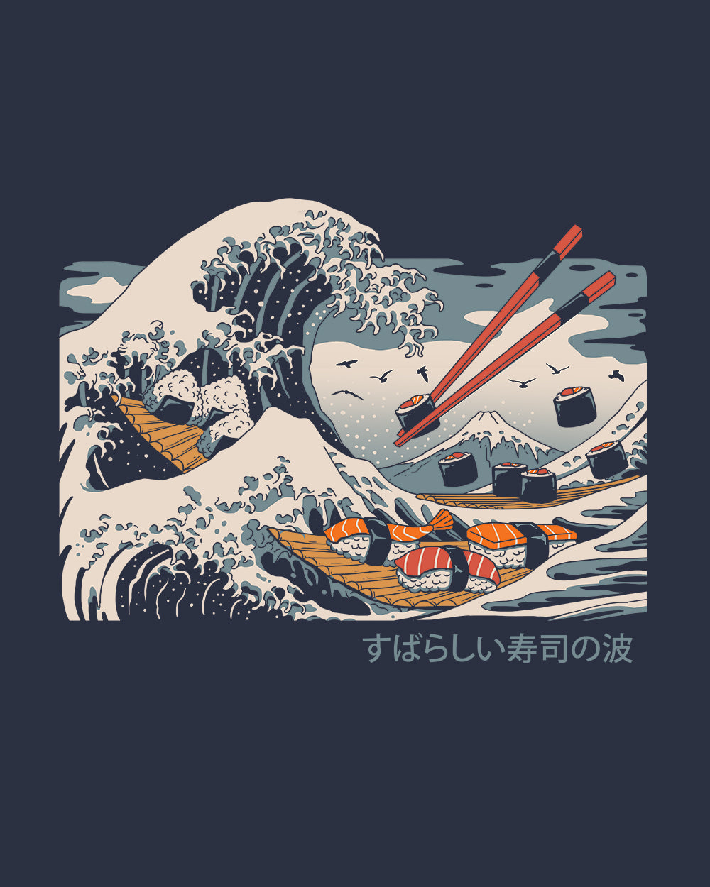 The Great Sushi Wave Hoodie Australia Online #colour_navy