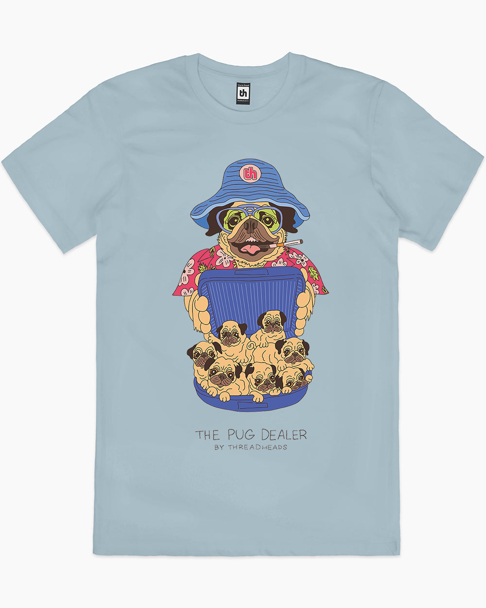 Pug Dealer T-Shirt Australia Online #colour_pale blue