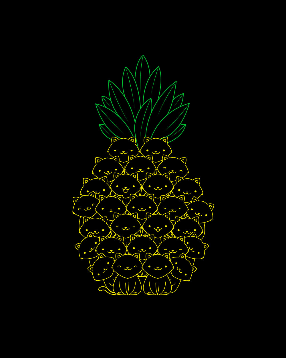 Pineapple Cat T-Shirt Australia Online #colour_black