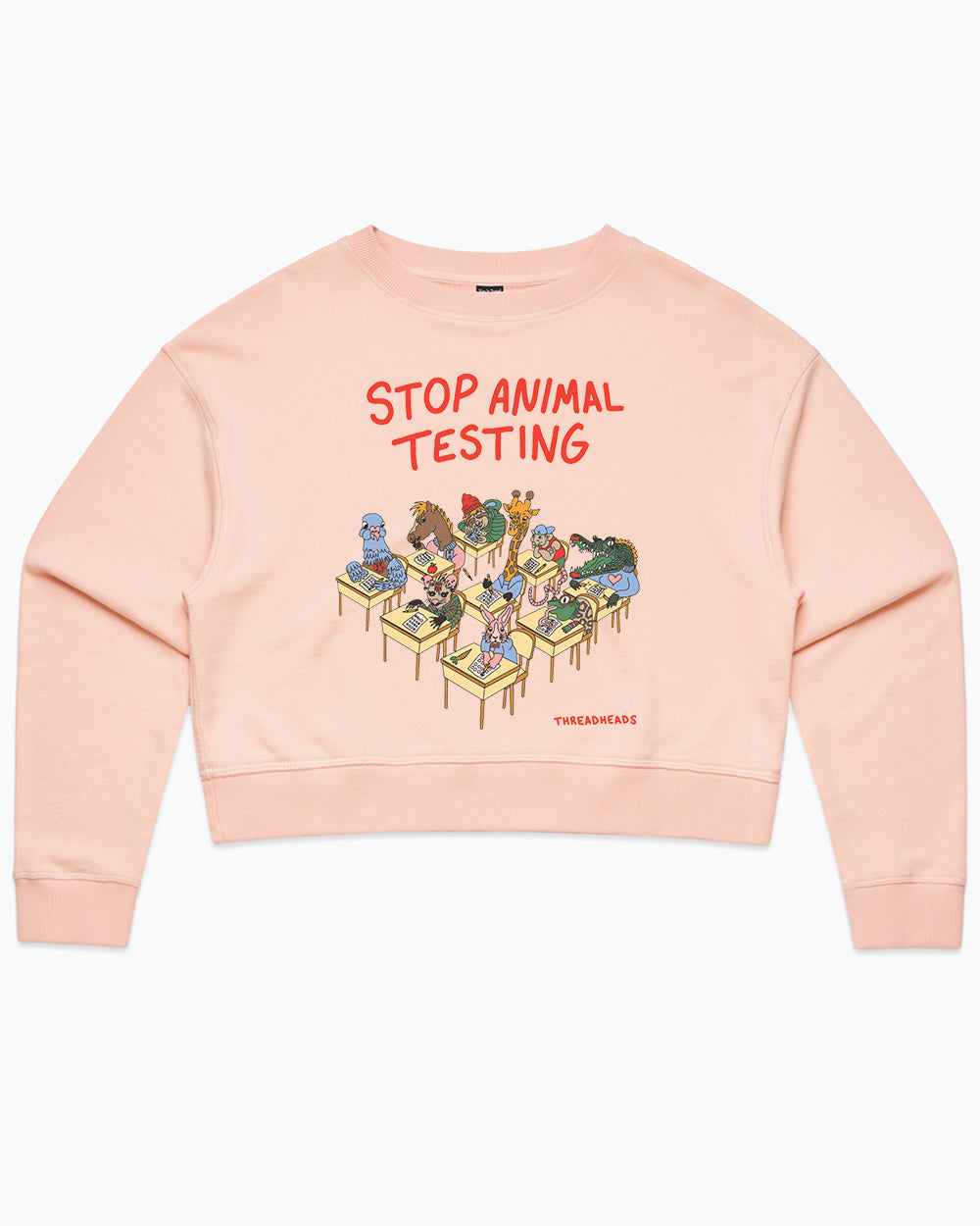 Stop Animal Testing Crop Sweater Australia Online #colour_pink