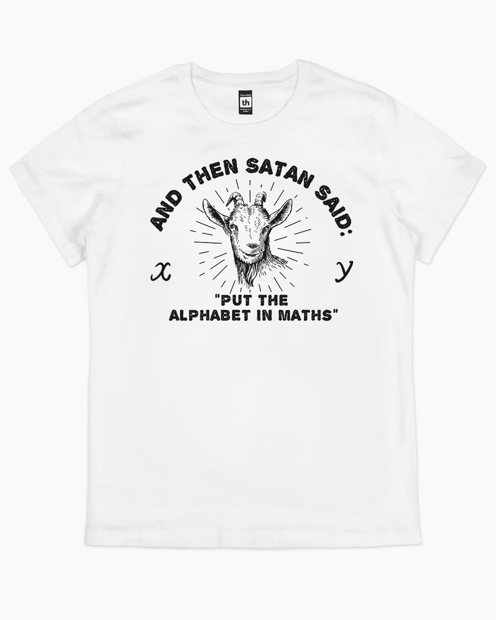 Satan Puts the Alphabet in Maths T-Shirt Australia Online #colour_white