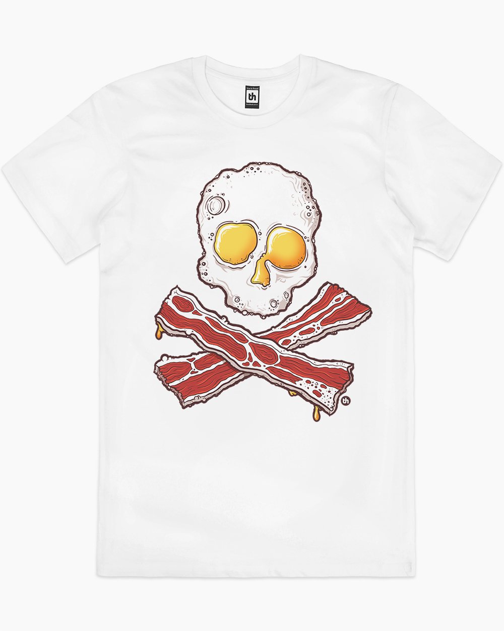 Bacon and Eggs Jolly Roger T-Shirt Australia Online #colour_white