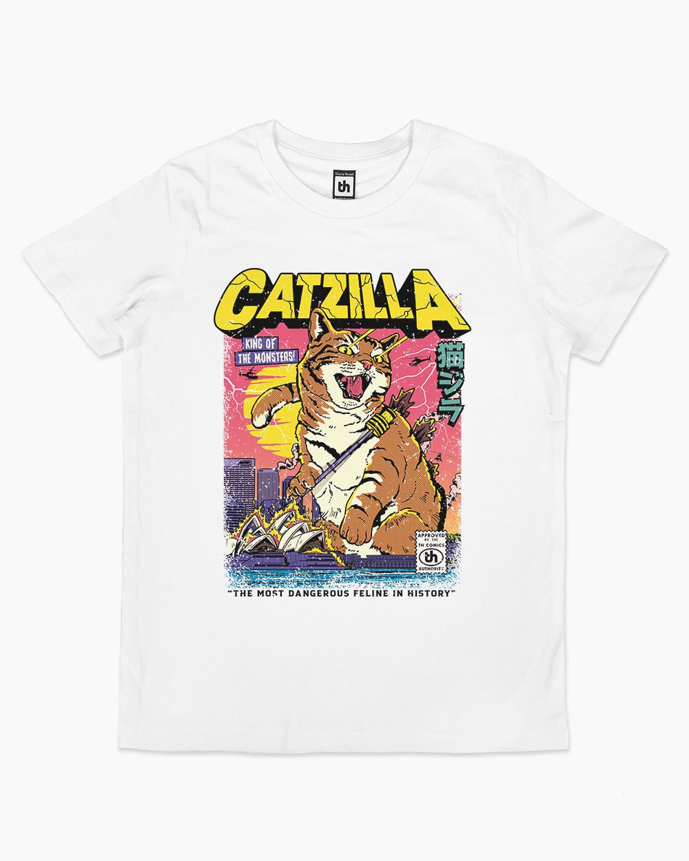 Catzilla Retro Titan Kids T-Shirt Australia Online #colour_white