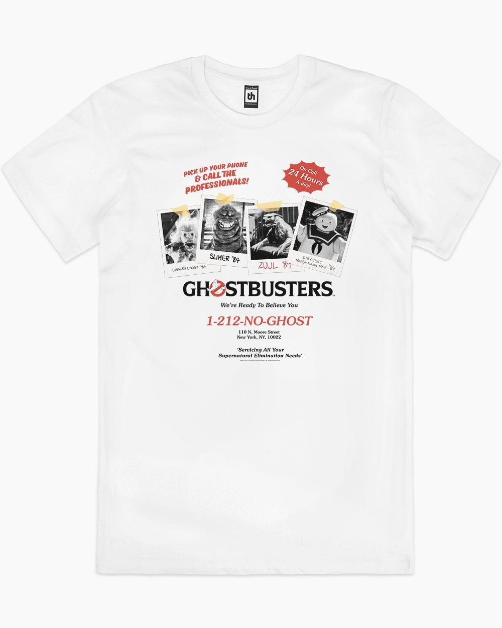 Ghostbusters Call The Professionals T-Shirt Australia Online #colour_white