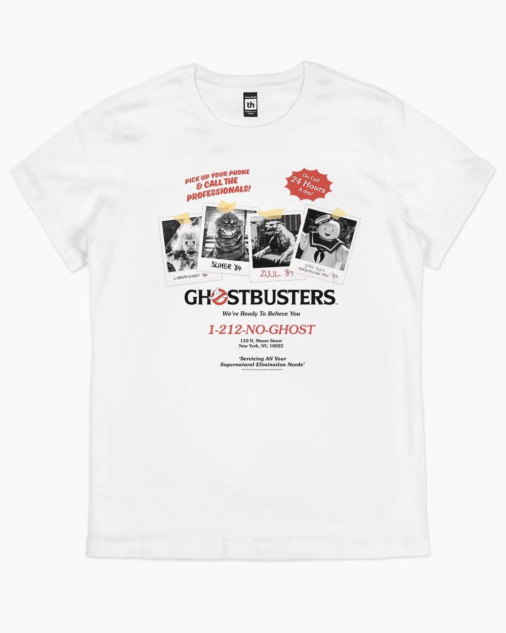 Ghostbusters Call The Professionals T-Shirt Australia Online #colour_white