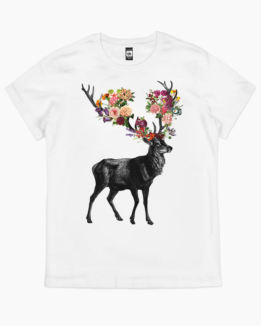 Spring Itself Deer Floral T-Shirt Australia Online #colour_white
