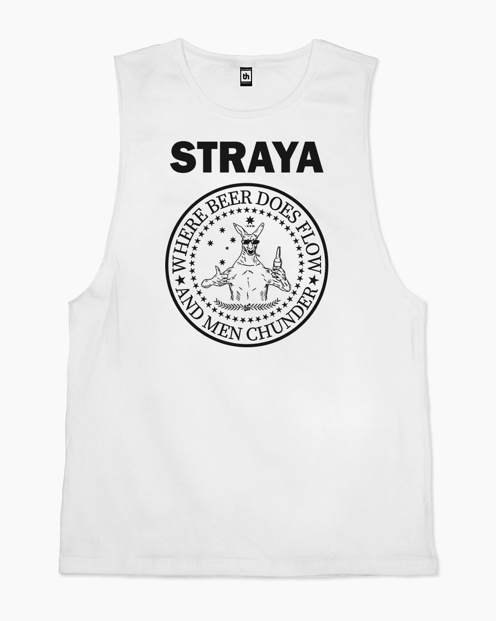 Straya - Where Beer Does Flow & Men Chunder Tank Australia Online #colour_white