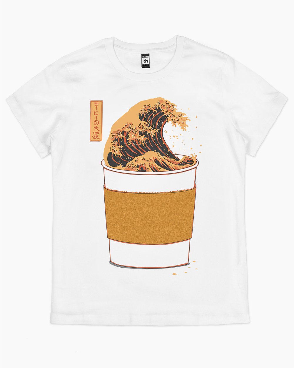 The Great Wave of Caffeine T-Shirt Australia Online #colour_white