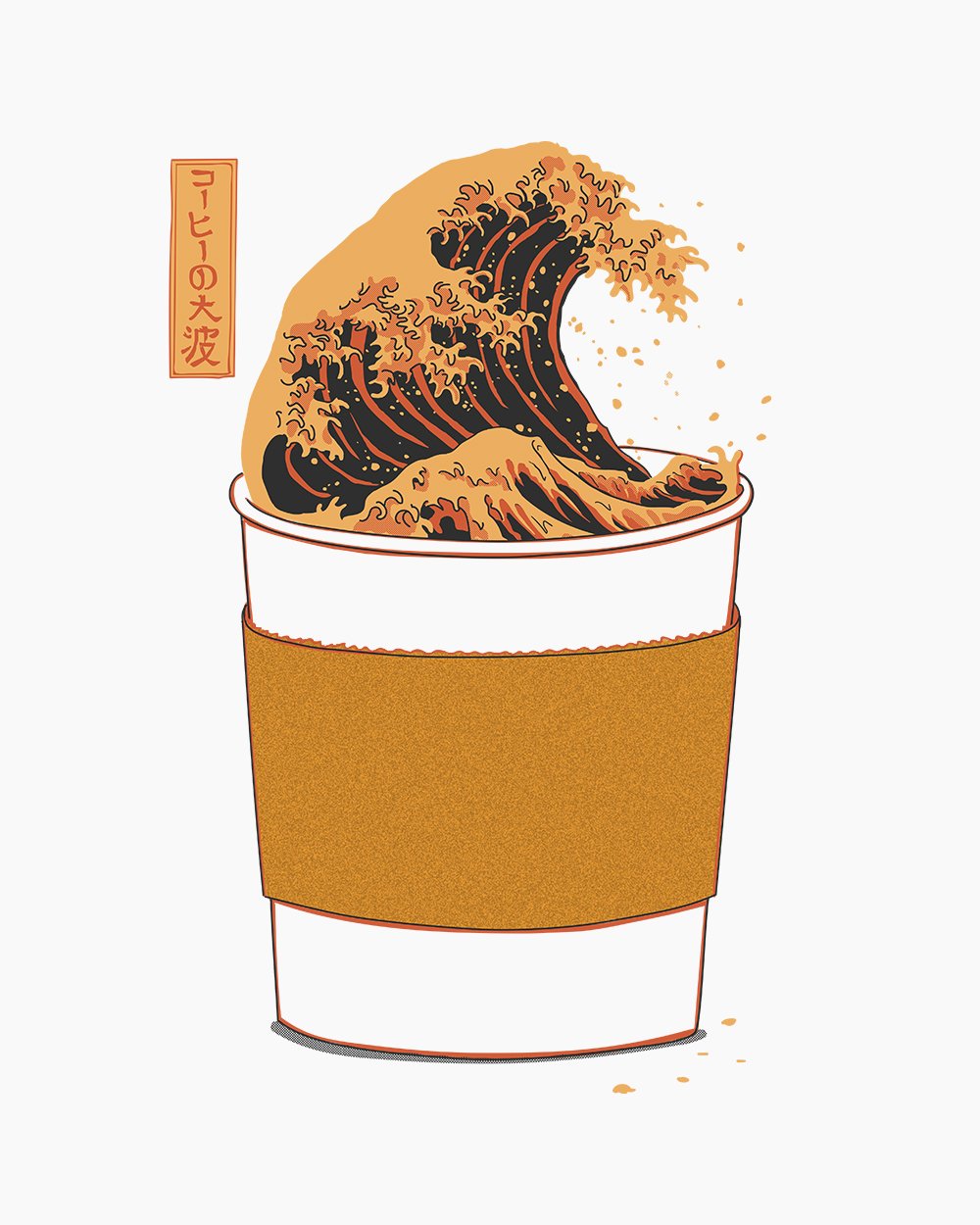 The Great Wave of Caffeine T-Shirt Australia Online #colour_white