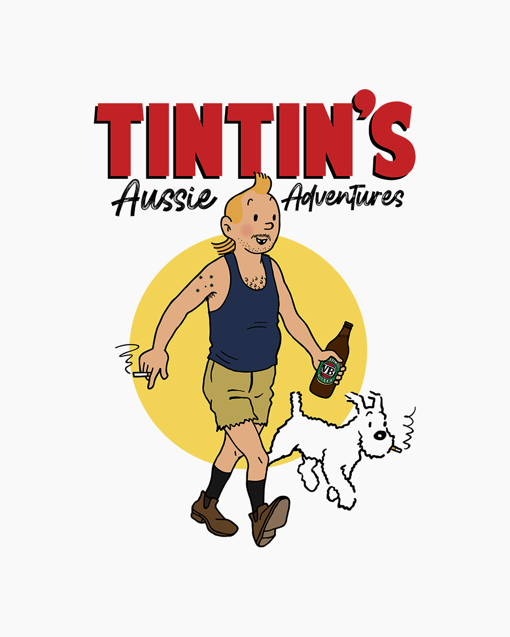 Tintin's Aussie Adventures T-Shirt Australia Online #colour_white