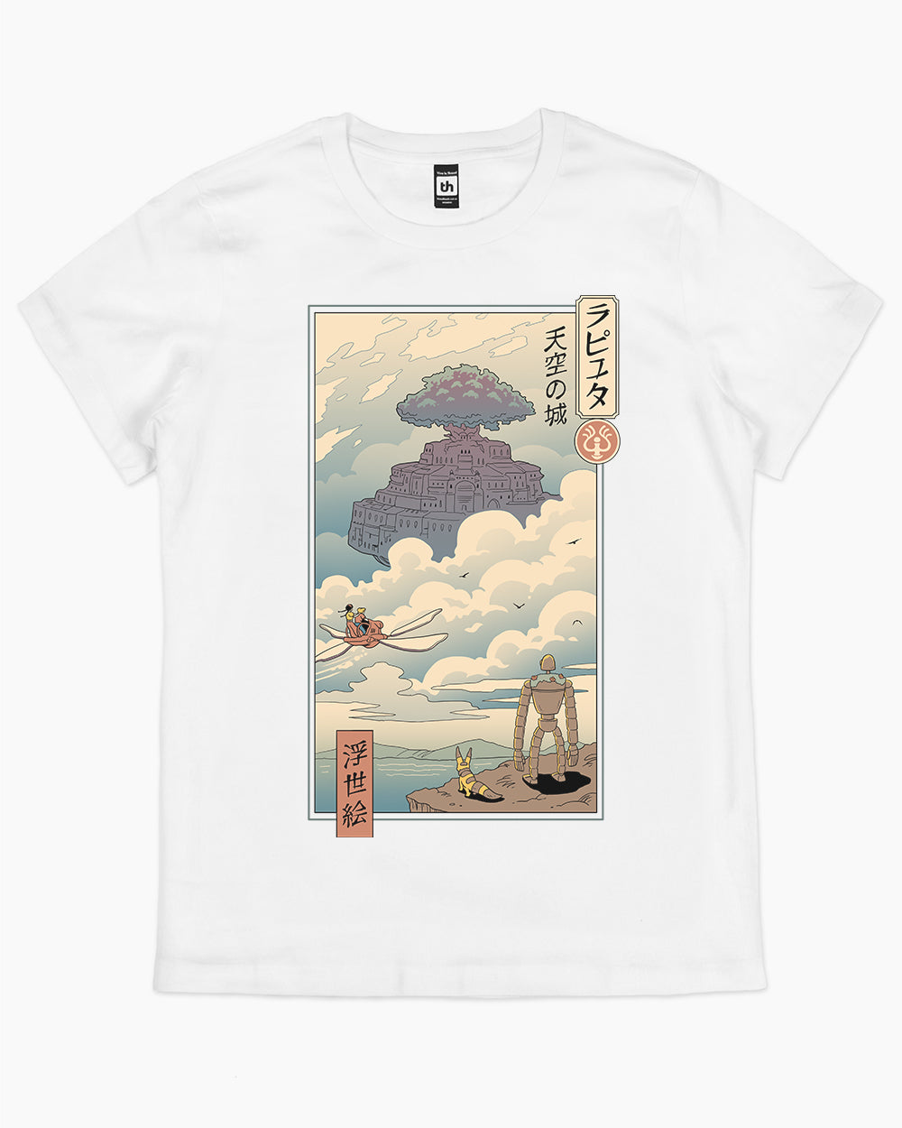 Ukiyo-e Sky Castle T-Shirt Australia Online #colour_white