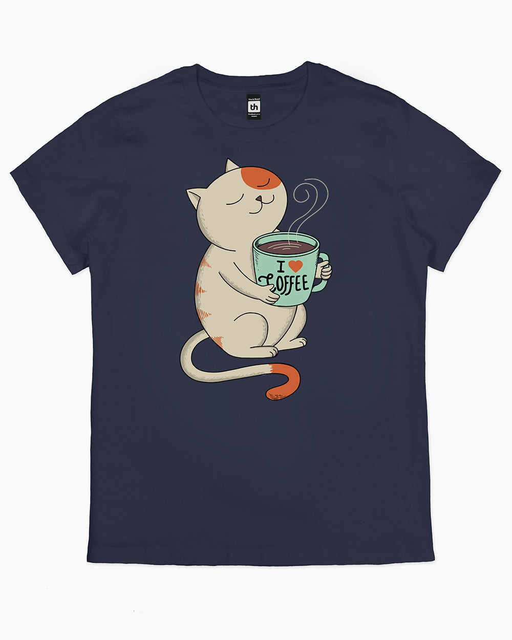 Cat and Coffee T-Shirt Australia Online #colour_navy