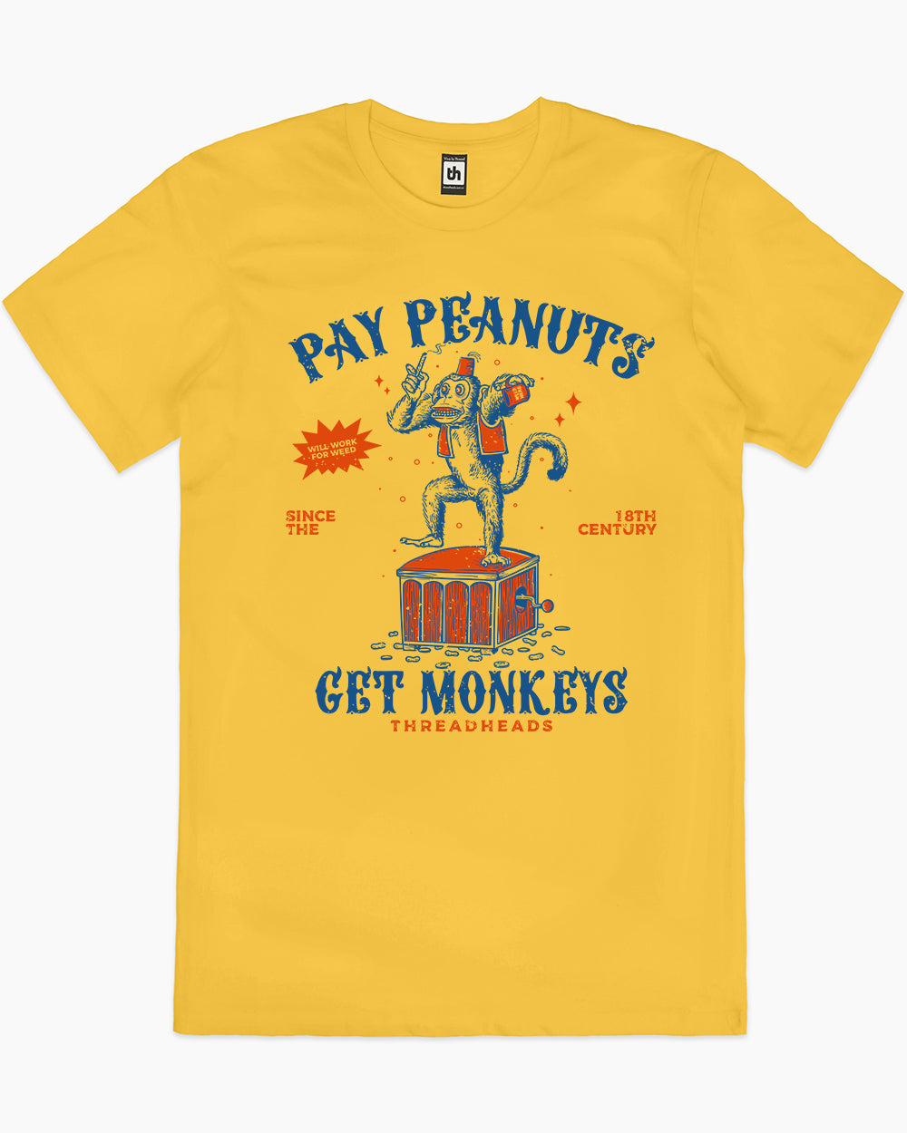 Pay Peanuts Get Monkeys T-Shirt Australia Online #colour_yellow